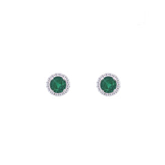 Asfour Crystal Jewelry Set Of Necklace & Earrings With Emerald Round Design In 925 Sterling Silver -SM0020-G