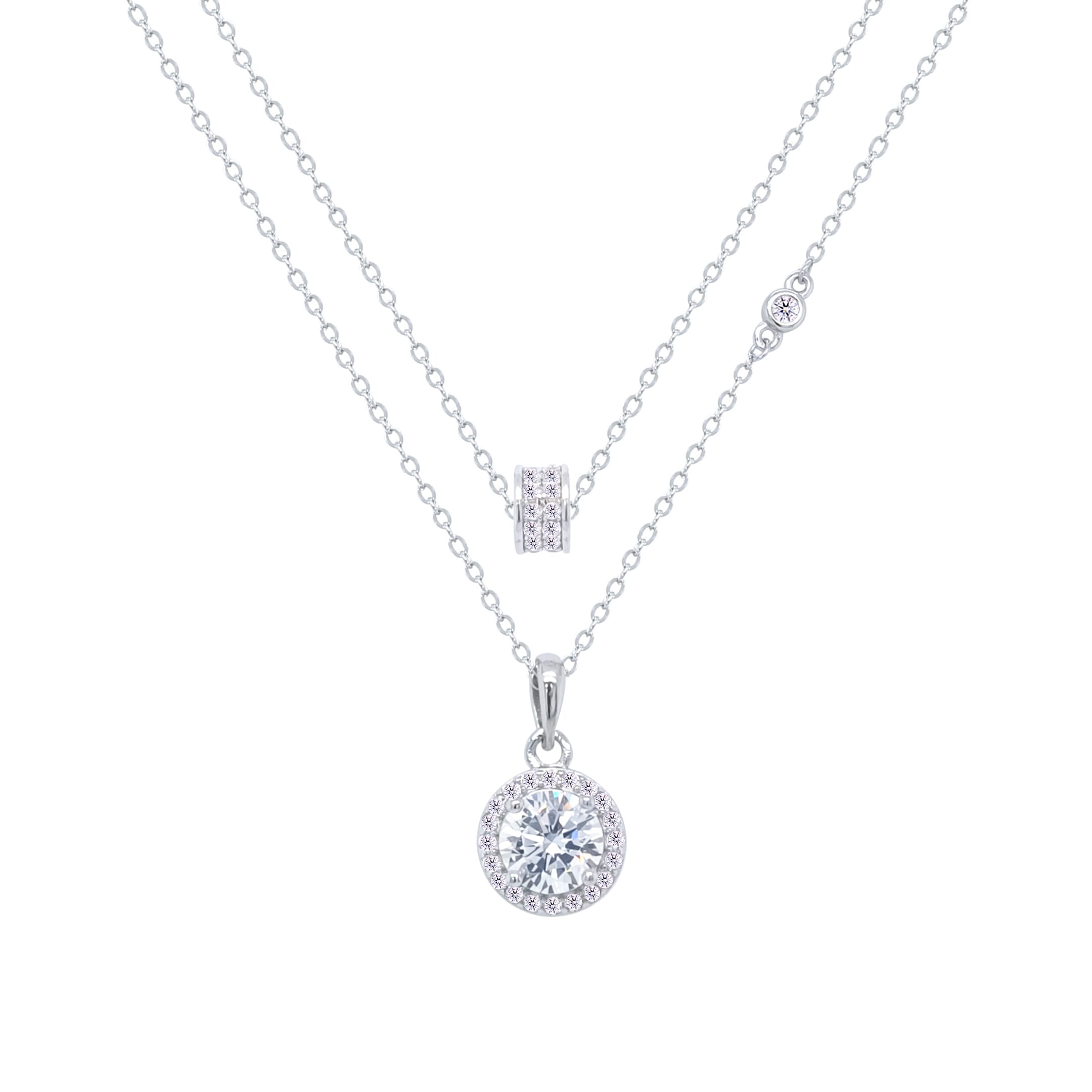 Asfour Crystal Jewelry Set With Halo Round Design In 925 Sterling Silver -SM0021