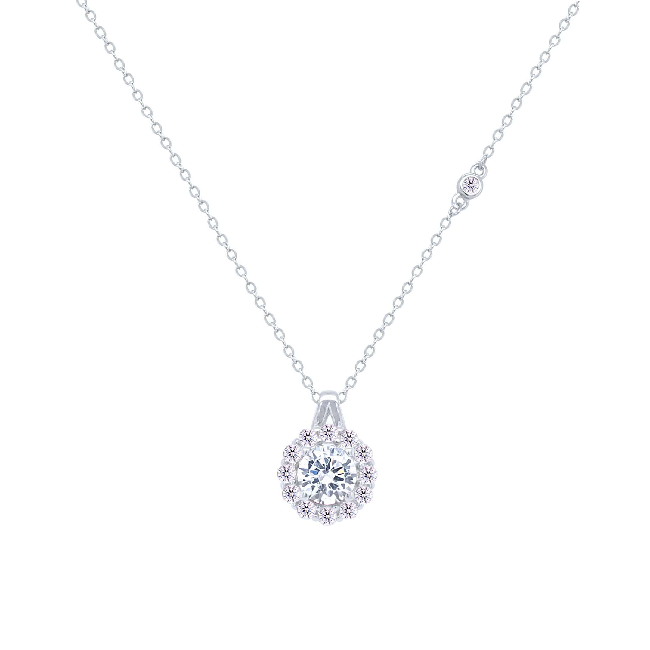 Asfour Crystal Jewelry Set With Emerald Halo Round Design In 925 Sterling Silver -SM0022