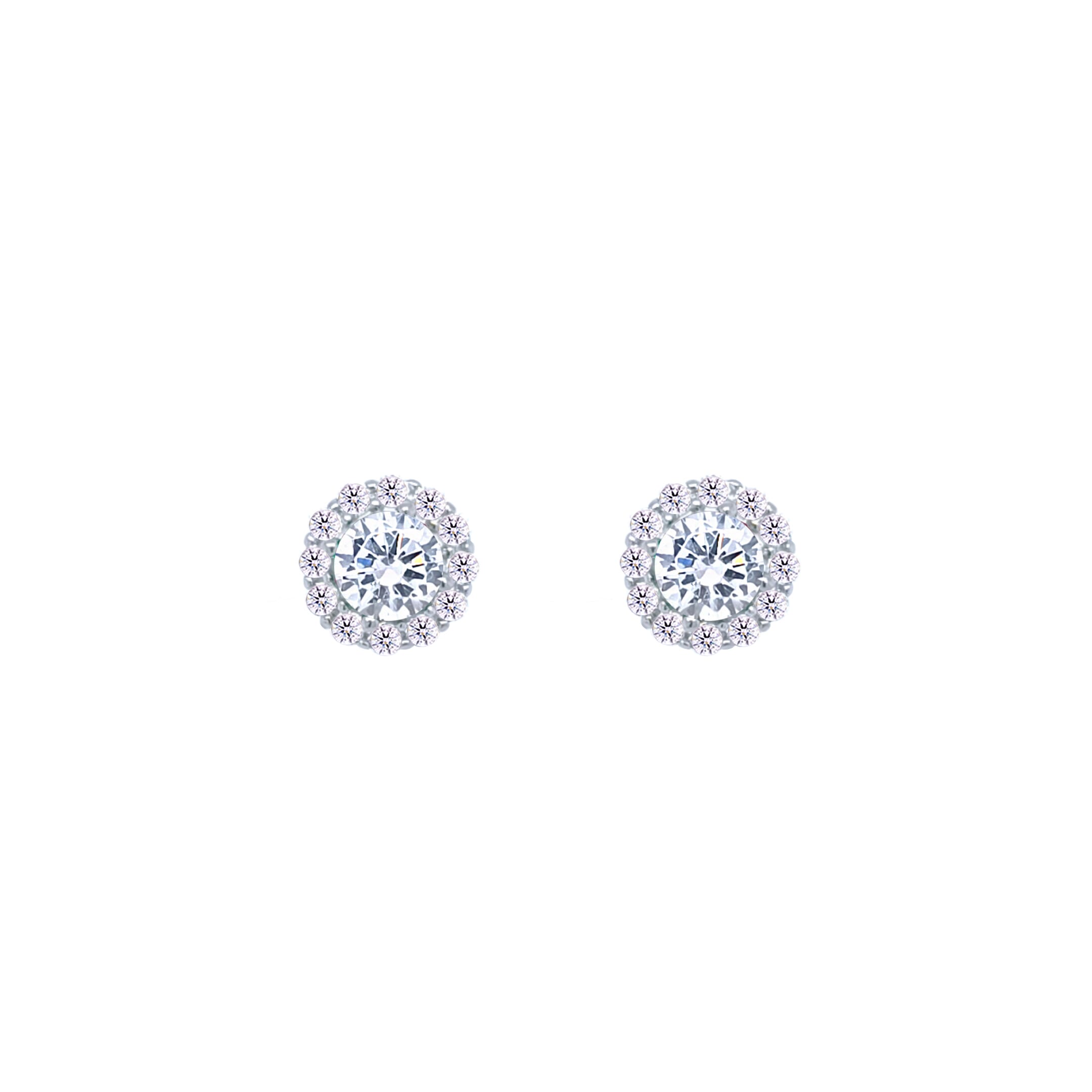 Asfour Crystal Jewelry Set With Emerald Halo Round Design In 925 Sterling Silver -SM0022