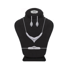Asfour Crystal Jewelry Set With Art Deco Design In 925 Sterling Silver -SM0023-7