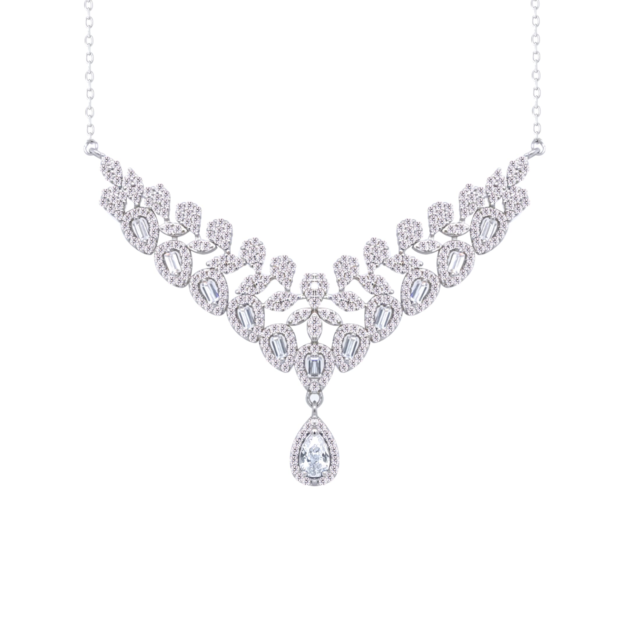 Asfour Crystal Jewelry Set With Art Deco Design In 925 Sterling Silver -SM0024-8
