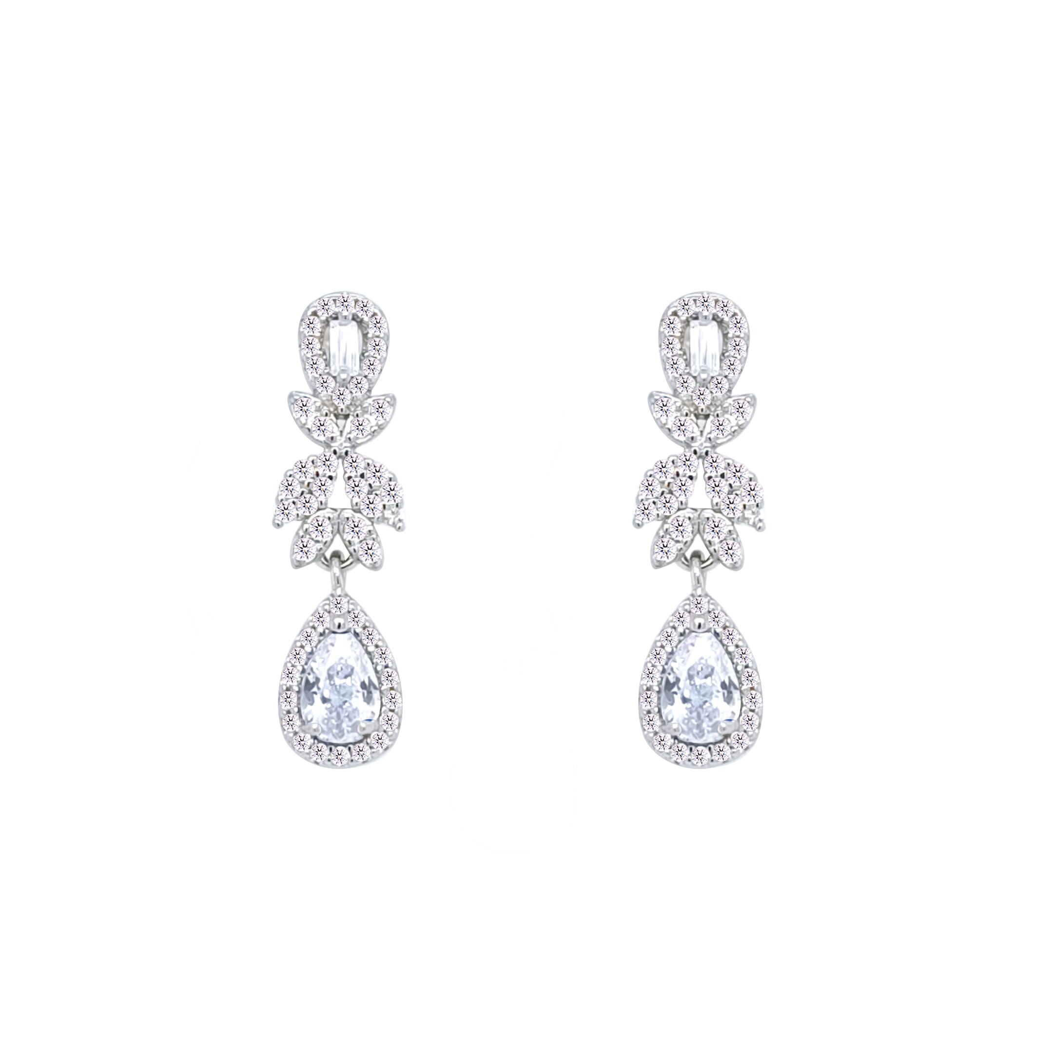 Asfour Crystal Jewelry Set With Art Deco Design In 925 Sterling Silver -SM0024-8