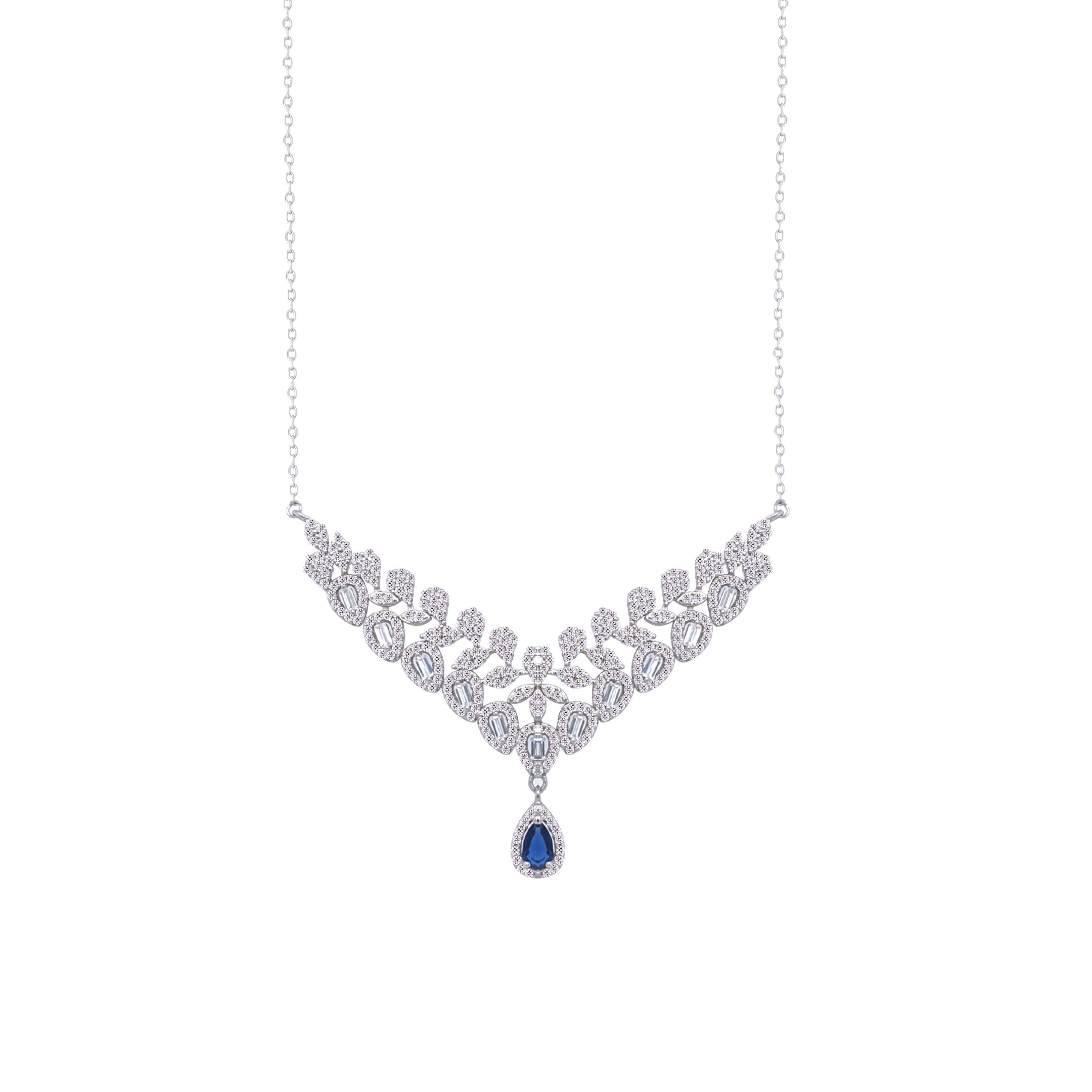 Asfour Crystal Jewelry Set With Art Deco Design In 925 Sterling Silver -SM0024-WB-7