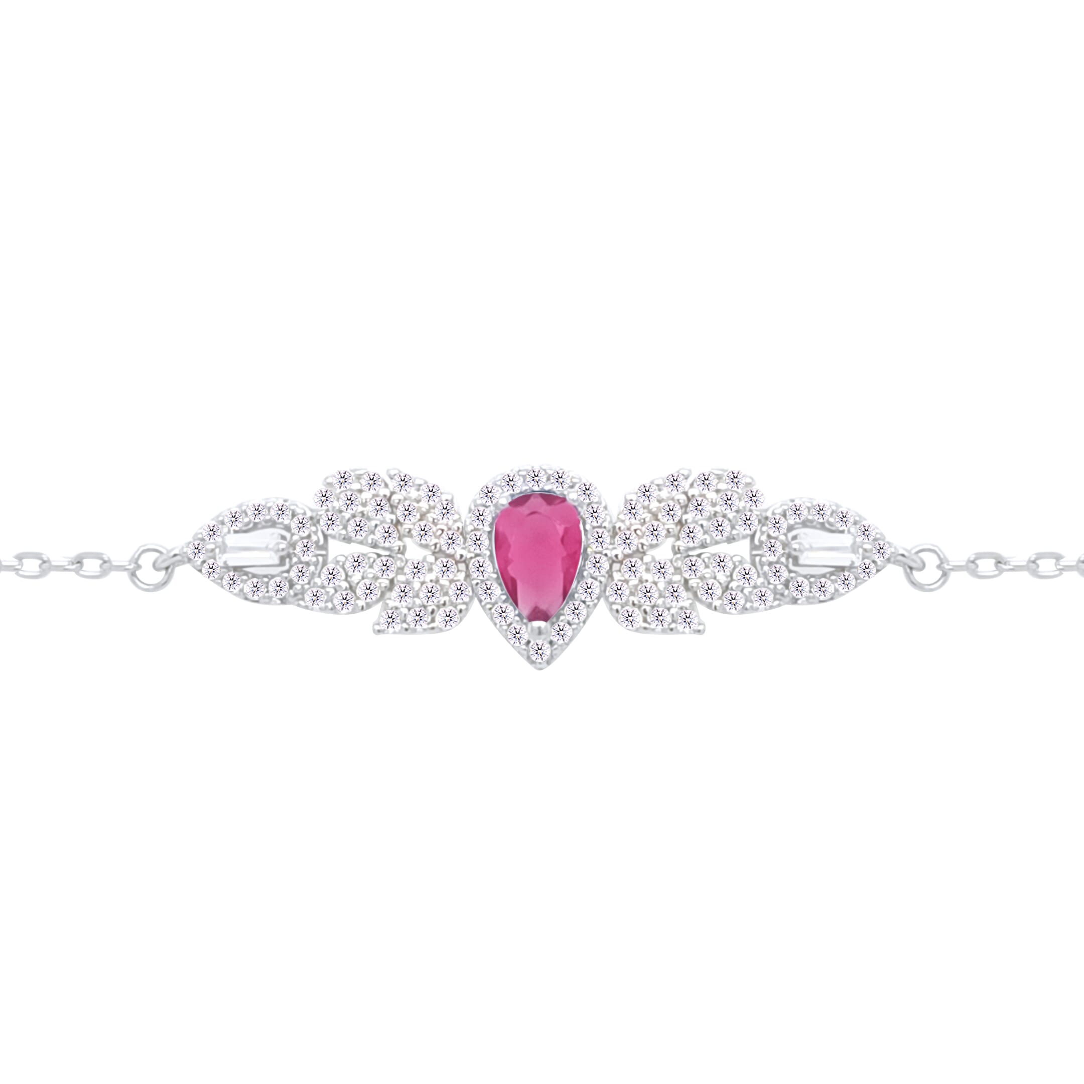 Asfour Crystal Jewelry Set With Fuchsia Art Deco Design In 925 Sterling Silver -SM0024-WF-7