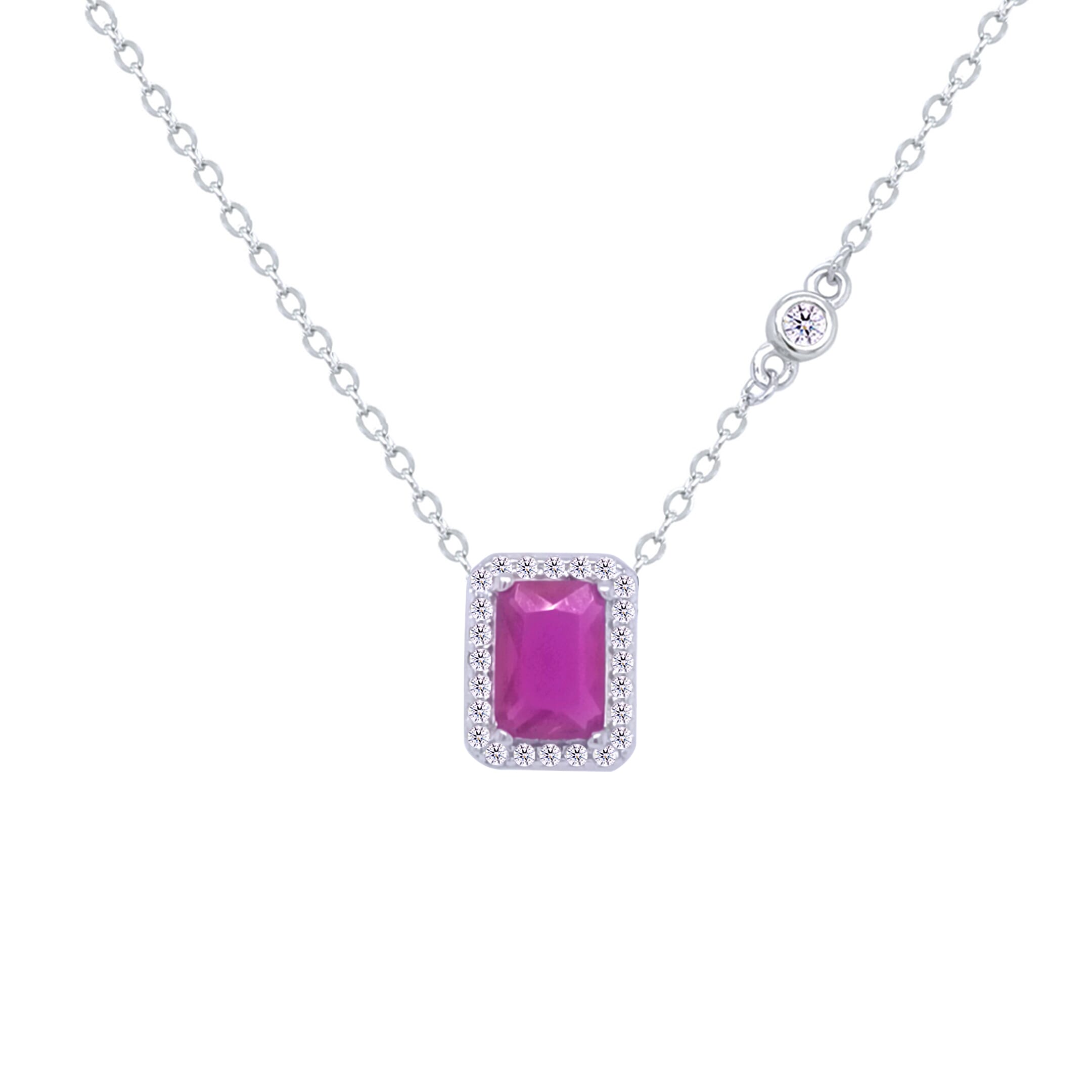 Asfour Crystal Jewelry Set With Fuchsia Emerald Design In 925 Sterling Silver-SM0025-F