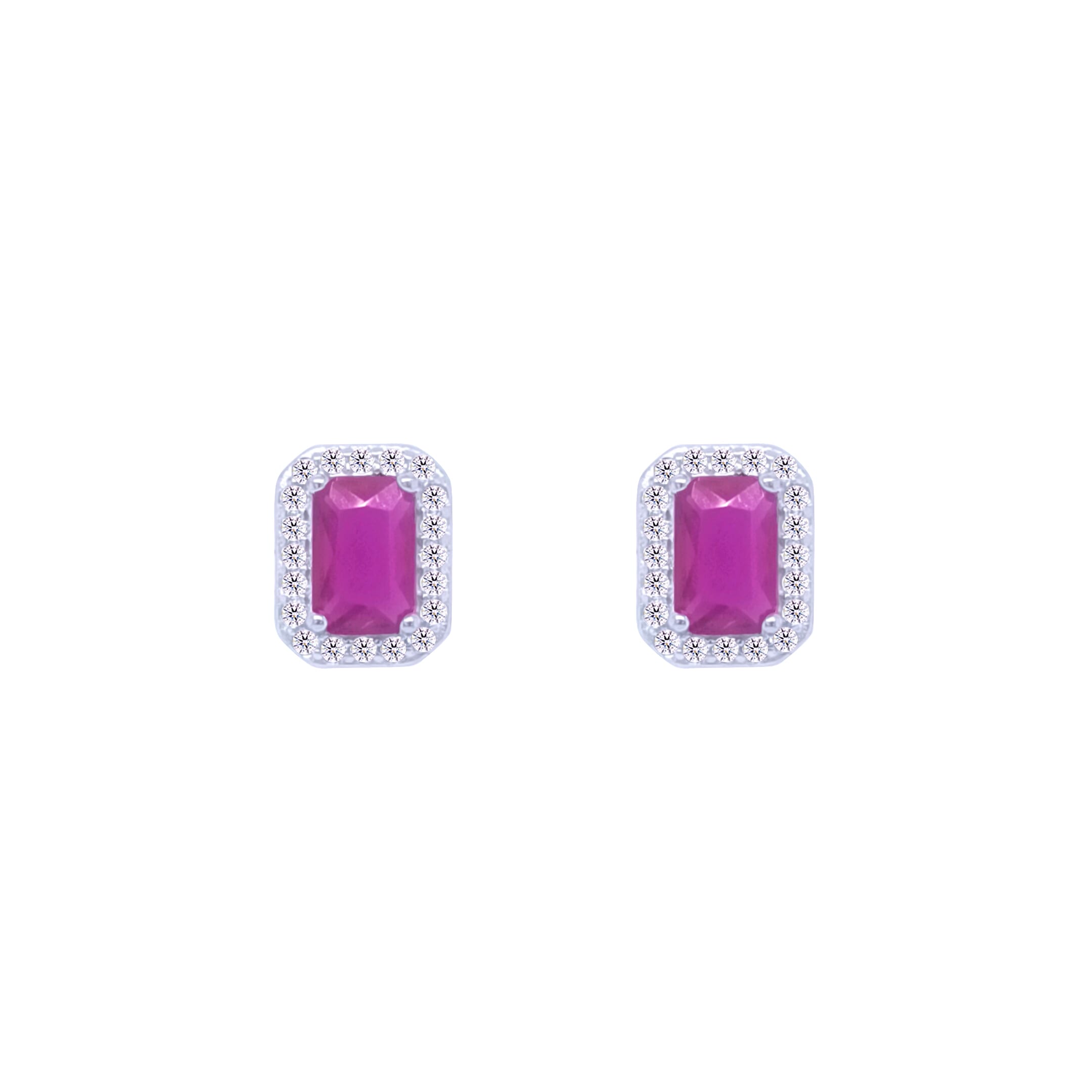 Asfour Crystal Jewelry Set With Fuchsia Emerald Design In 925 Sterling Silver-SM0025-F