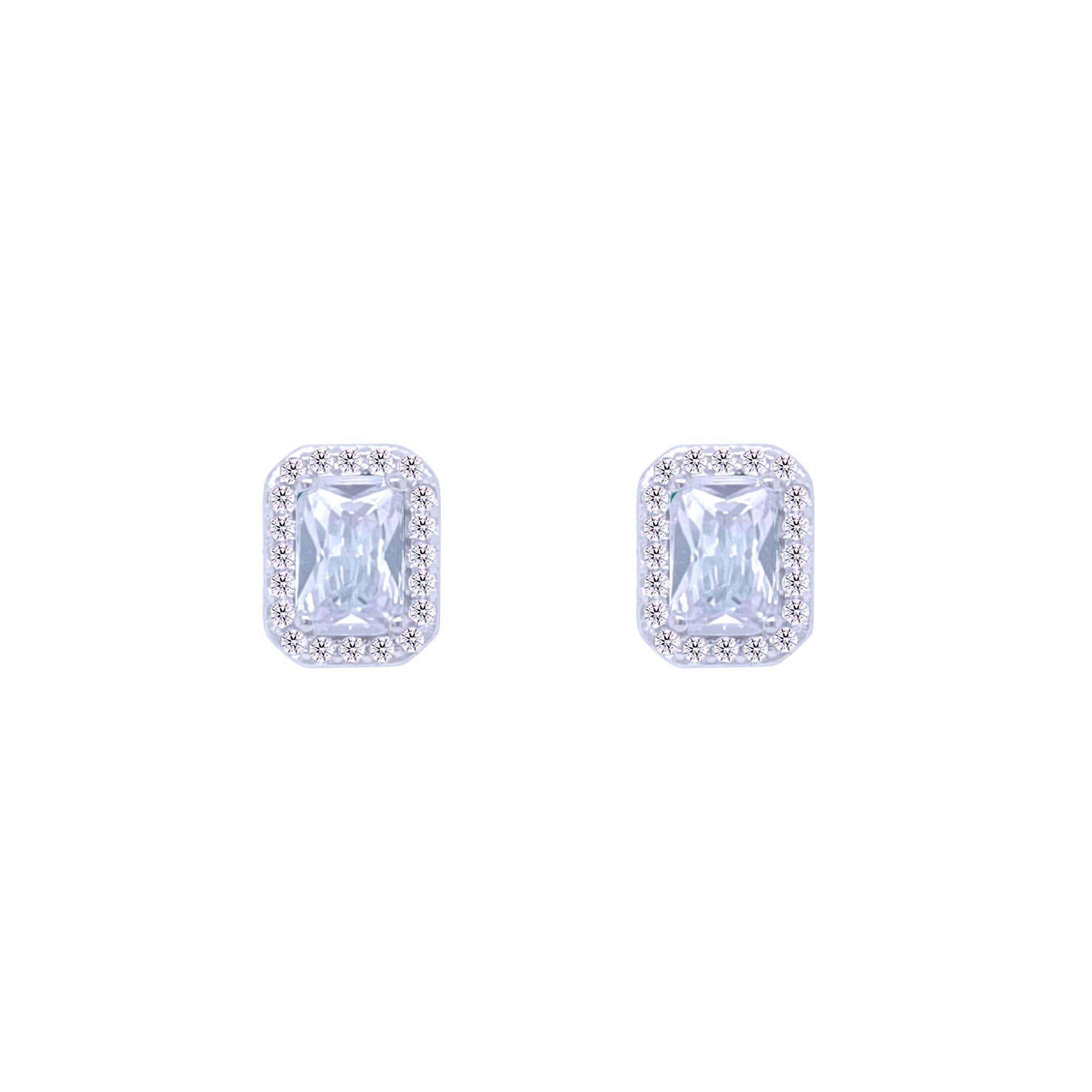 Asfour Crystal Jewelry Set With Zircon Emerald Design In 925 Sterling Silver-SM0025