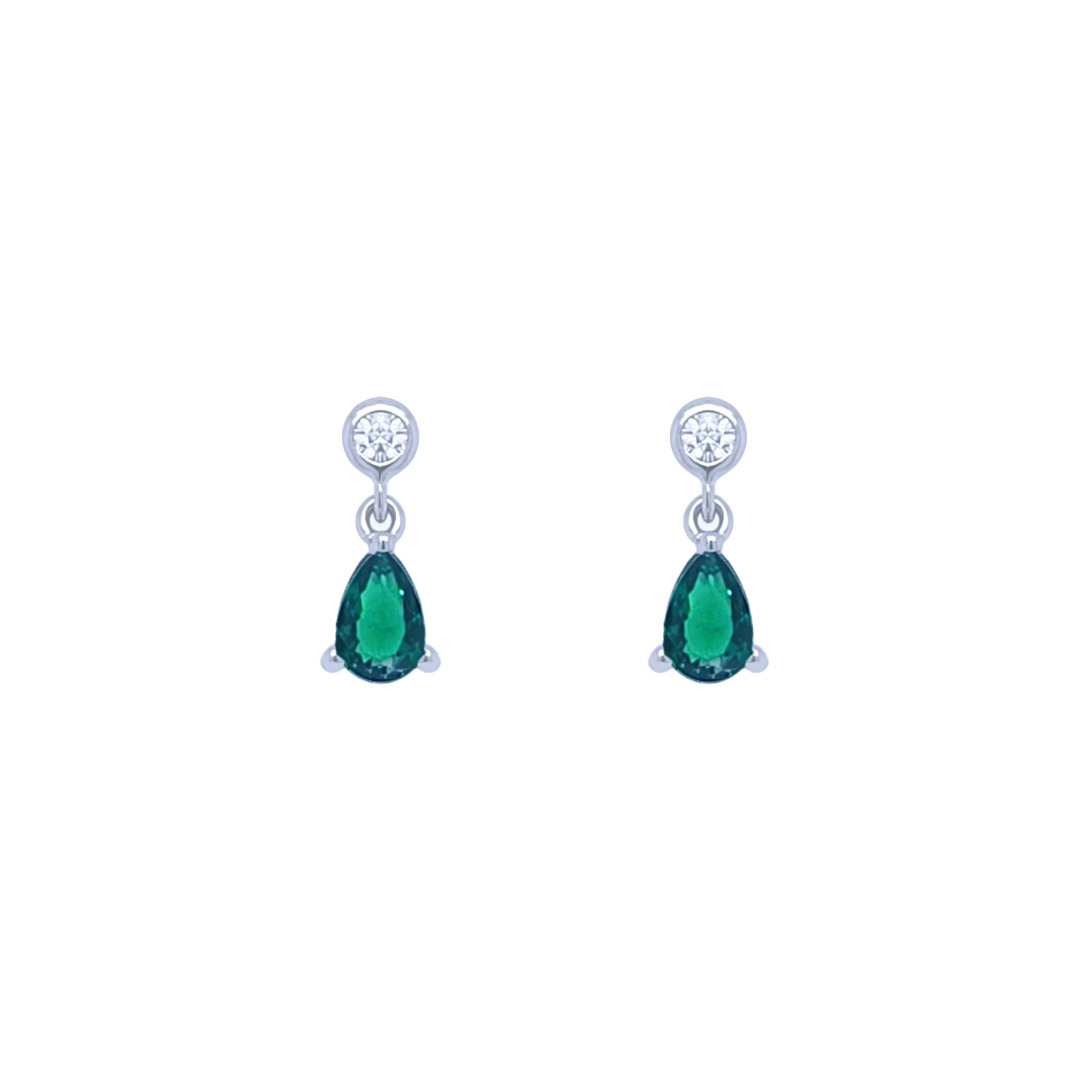 Asfour Crystal Jewelry Set With Emerald Pear Design In 925 Sterling Silver-SM0026-G