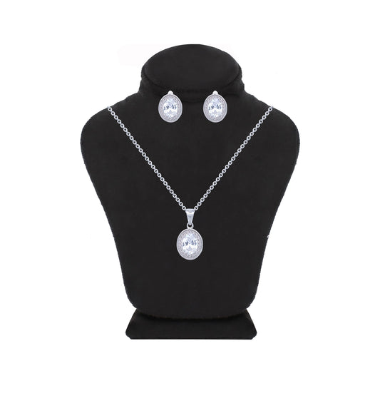 Asfour Crystal Jewelry Set With Zircon Oval Design In 925 Sterling Silver -SM0032