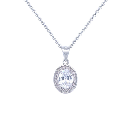 Asfour Crystal Jewelry Set With Zircon Oval Design In 925 Sterling Silver -SM0032