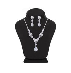 Asfour Creations Jewelry Set With Round & Pear Design Inlaid With Zircon In 925 Sterling Silver – SM0038