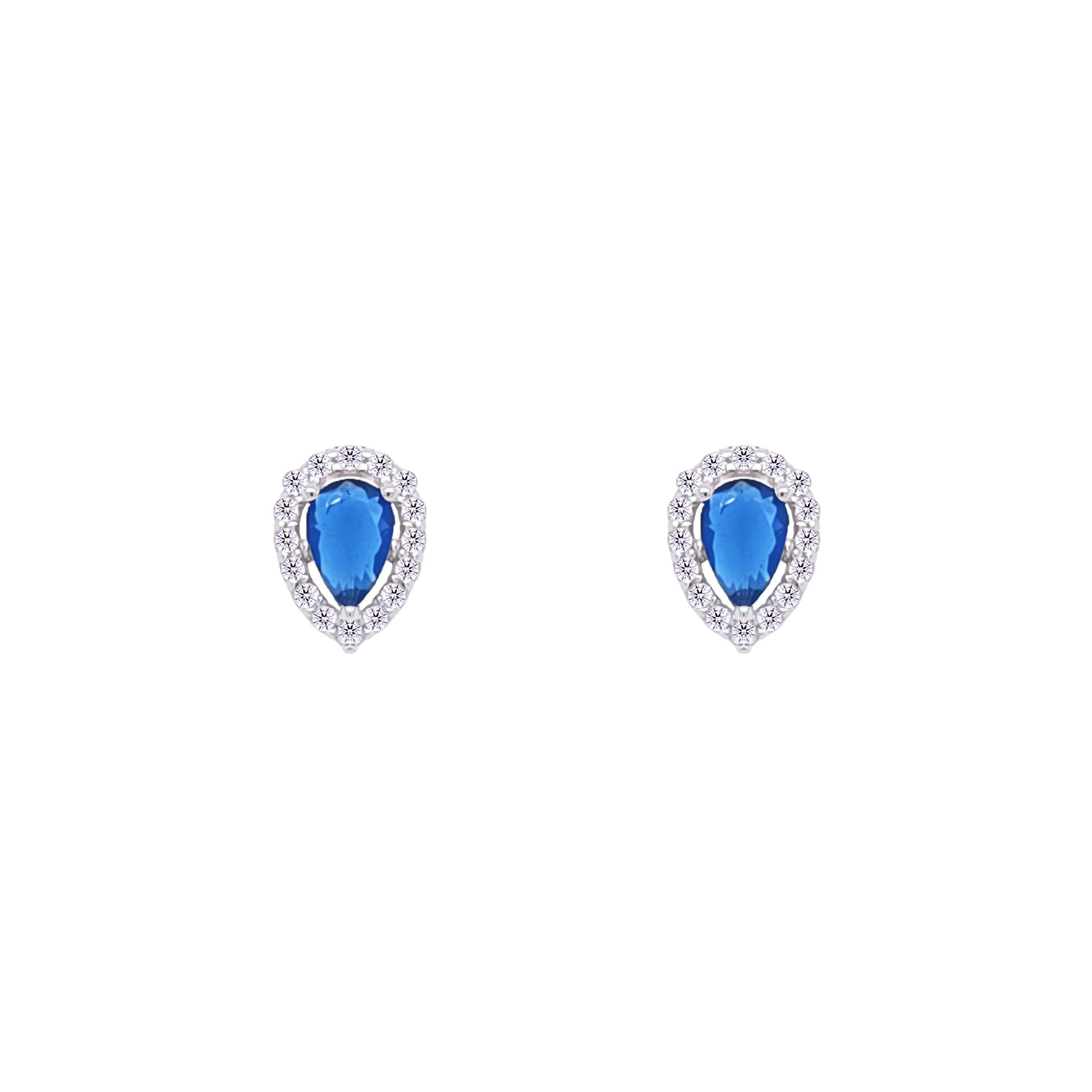 Asfour Crystal jewelry Set With Blue Pear Design Inlaid With Zircon In 925 Sterling Silver-SM0039-B
