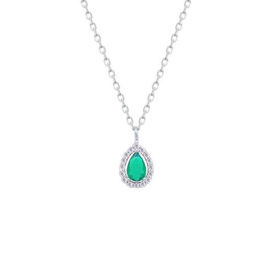 Asfour Crystal jewelry Set With Emerald Pear Design Inlaid With Zircon In 925 Sterling Silver-SM0039-G