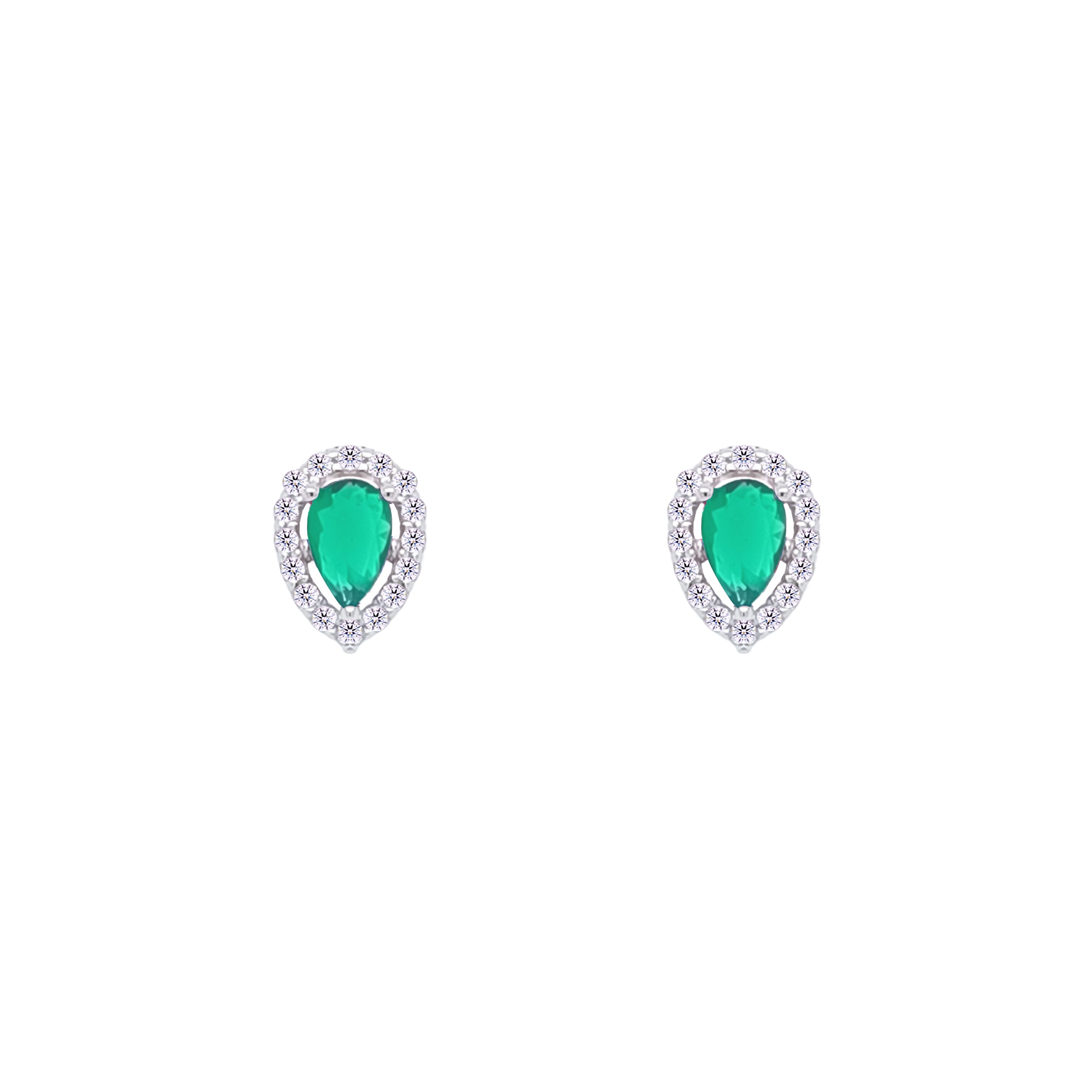 Asfour Crystal jewelry Set With Emerald Pear Design Inlaid With Zircon In 925 Sterling Silver-SM0039-G