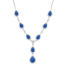 Asfour Creations Jewelry Set With Blue Pear Design Inlaid With Zircon In 925 Sterling Silver – SM0040-WB