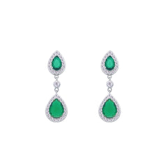 Asfour Creations Jewelry Set With Emerald Pear Design Inlaid With Zircon In 925 Sterling Silver – SM0040-WG