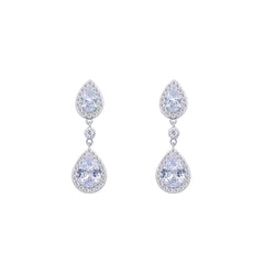 Asfour Crystal jewelry Set With Pear Design Inlaid With Zircon In 925 Sterling Silver-SM0040