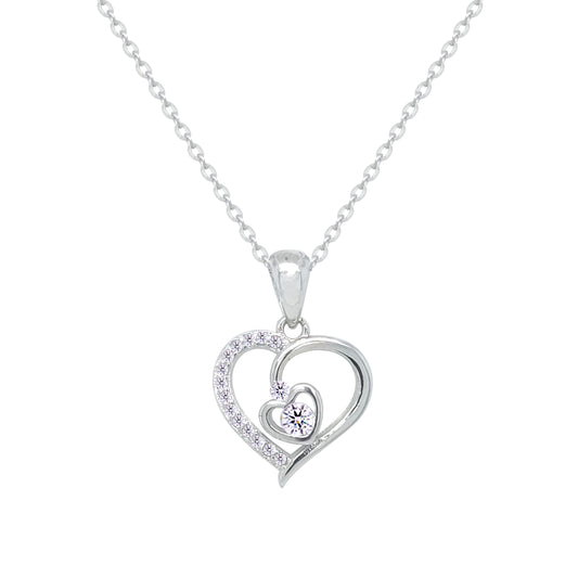 Asfour Crystal Jewelry Set With Heart Design Inlaid With Zircon In 925 Sterling Silver-SM0041