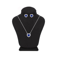 Asfour Creations Jewelry Set With Blue Heart Design Inlaid With Zircon In 925 Sterling Silver – SM0043-B