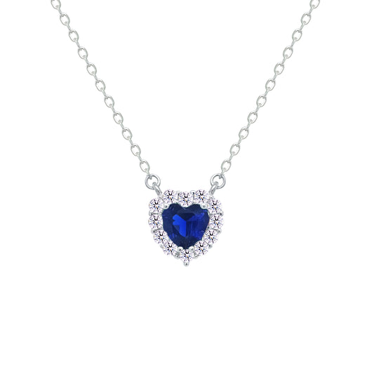 Asfour Crystal Jewelry Set With Blue Heart Design Inlaid With Zircon In 925 Sterling Silver-SM0043-B