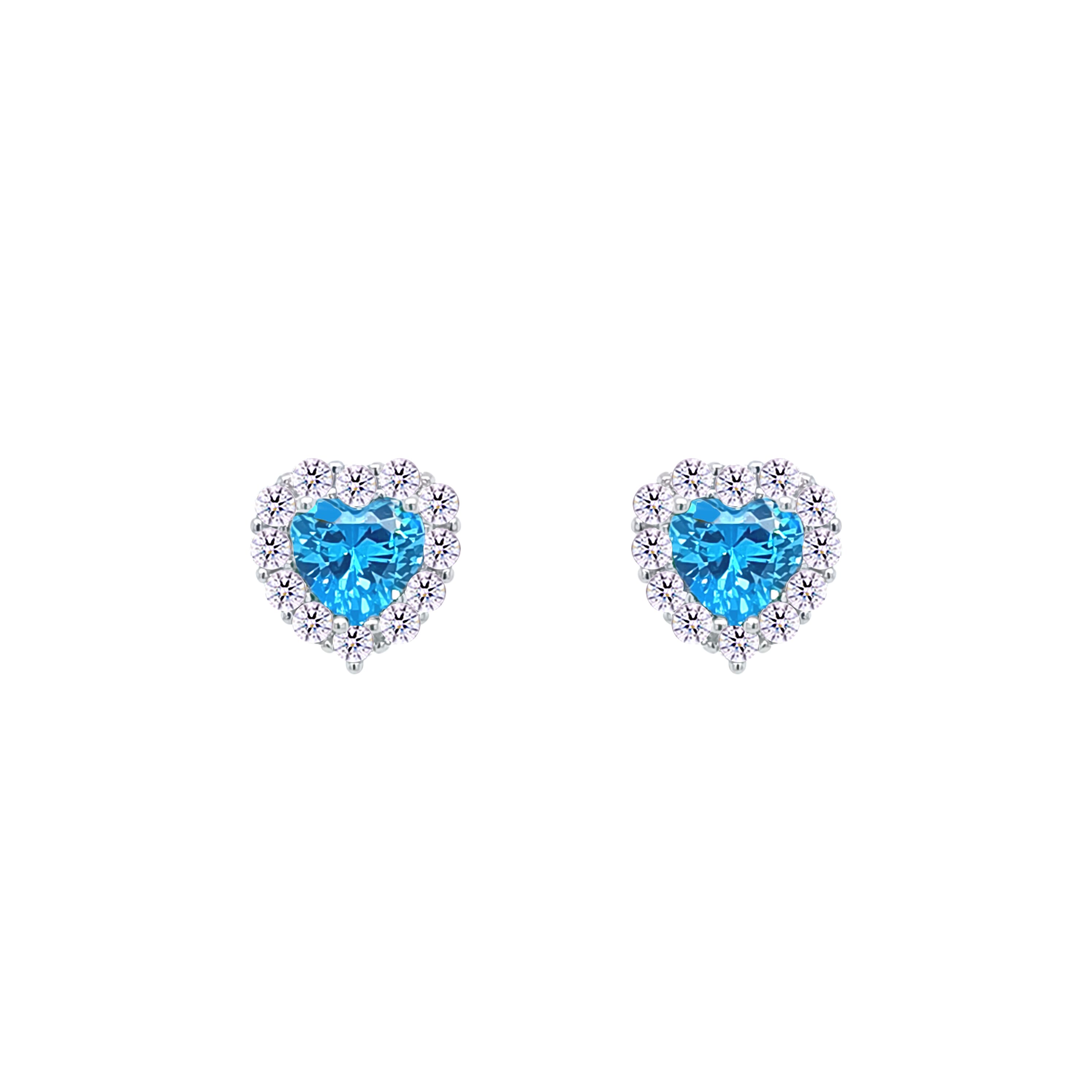 Asfour Crystal Jewelry Set With Aquamarine Heart Design Inlaid With Zircon In 925 Sterling Silver-SM0043-M