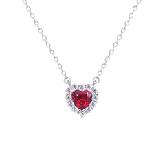 Asfour Crystal Jewelry Set With Ruby Heart Design Inlaid With Zircon In 925 Sterling Silver-SM0043-R