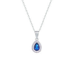 Asfour Creations Jewelry Set With Blue Pear Design Inlaid With Zircon In 925 Sterling Silver – SM0044-BXN