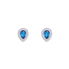 Asfour Creations Jewelry Set With Dark Aquamarine Pear Design Inlaid With Zircon In 925 Sterling Silver – SM0044-M5