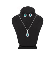 Asfour Creations Jewelry Set With Emerald Pear Design Inlaid With Zircon In 925 Sterling Silver – SM0044-Z