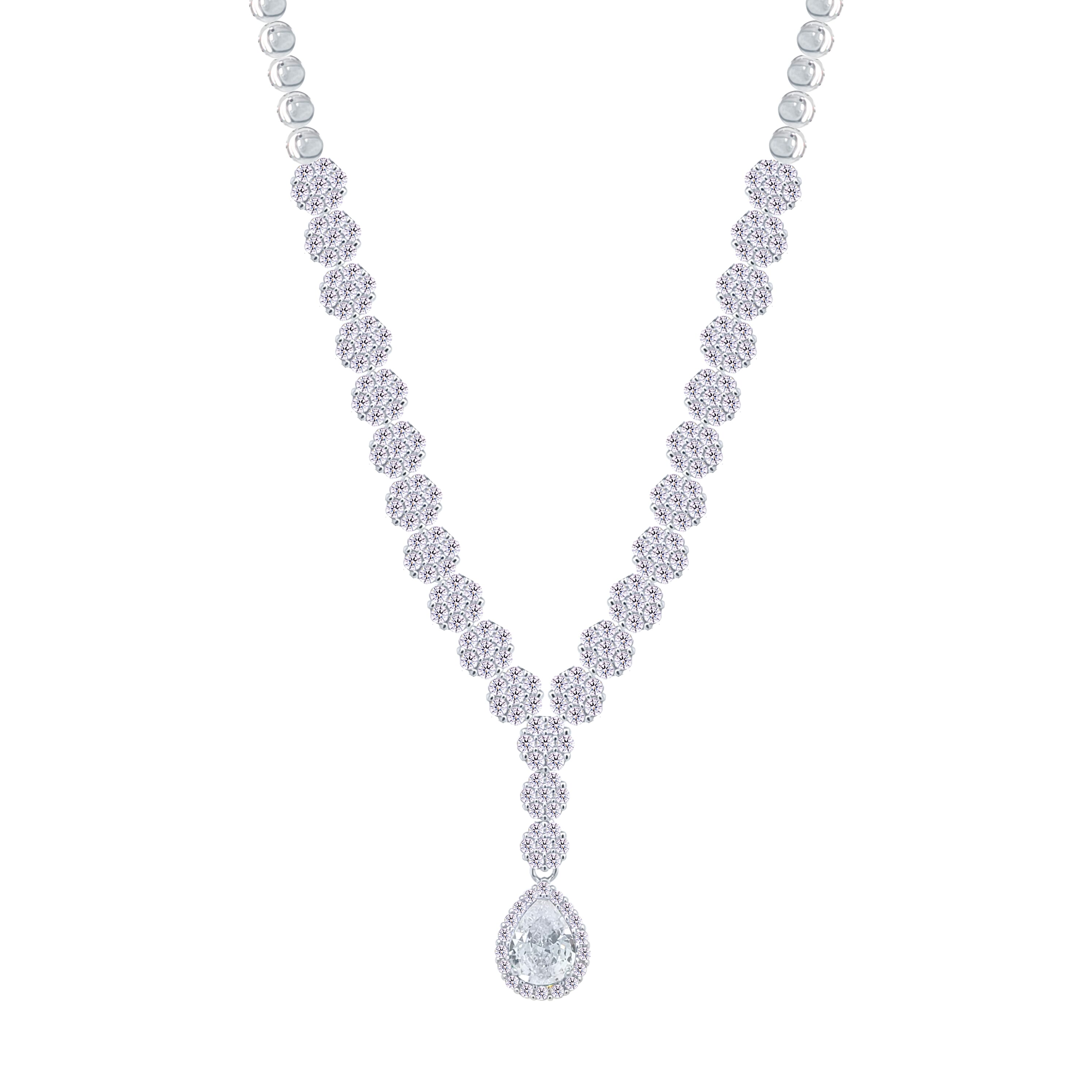 Asfour Crystal jewelry Set With Round & Pear Design Inlaid With Zircon In 925 Sterling Silver-SM0047-7