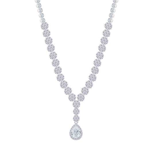 Asfour Crystal jewelry Set With Round & Pear Design Inlaid With Zircon In 925 Sterling Silver-SM0047-8