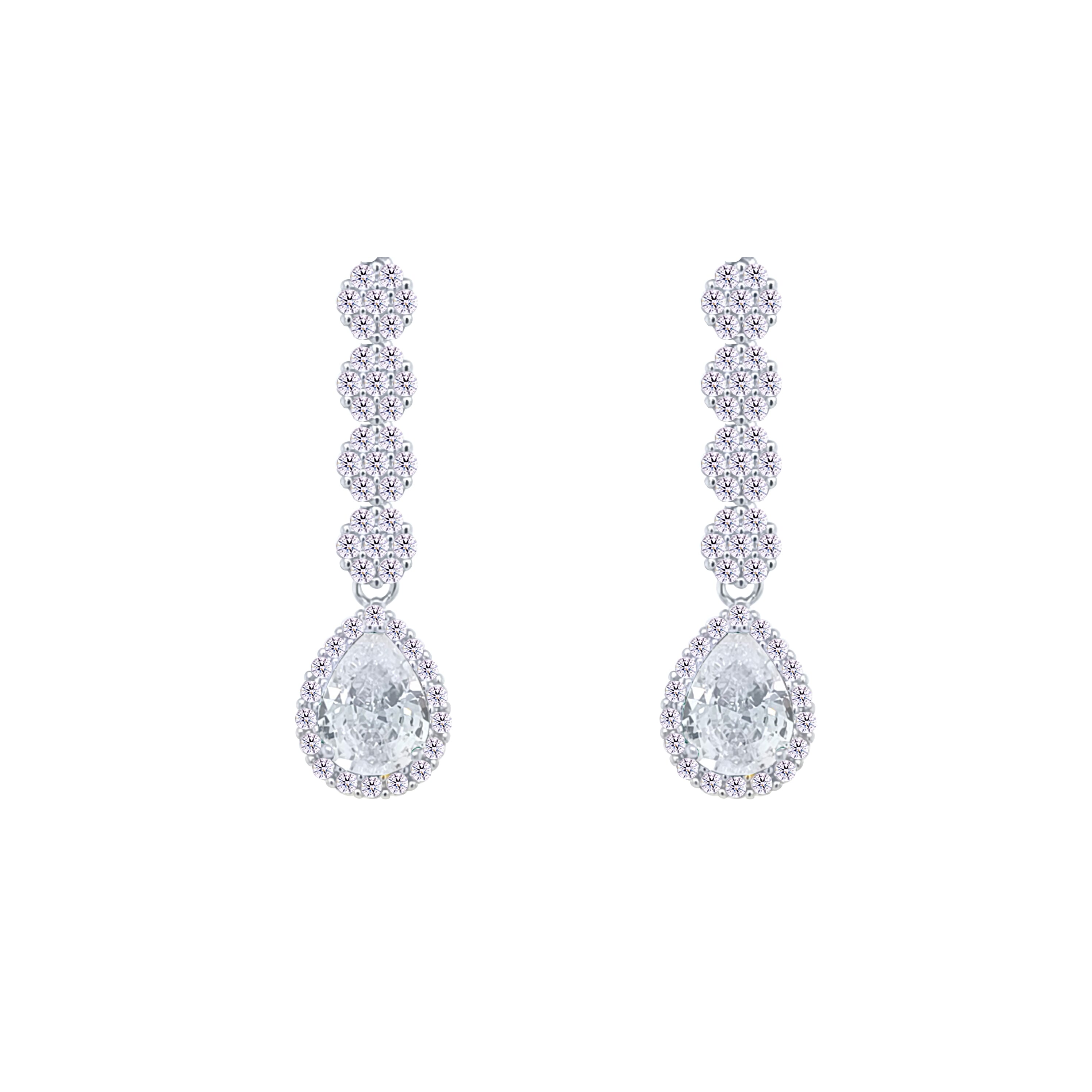 Asfour Crystal jewelry Set With Round & Pear Design Inlaid With Zircon In 925 Sterling Silver-SM0047-8