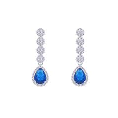Asfour Crystal jewelry Set With Blue Round & Pear Design Inlaid With Zircon In 925 Sterling Silver-SM0047-WB-7