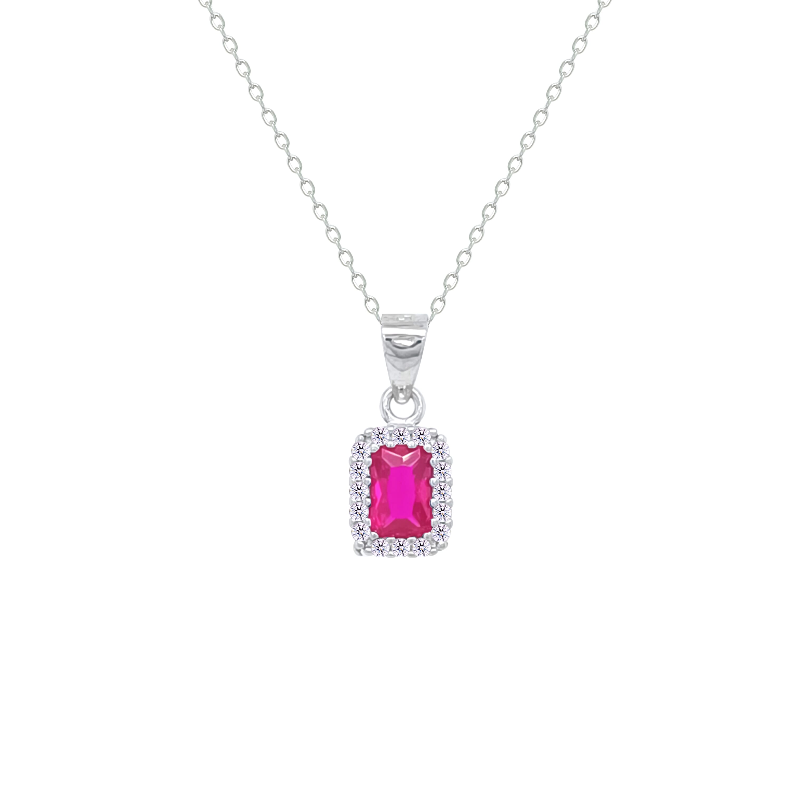 Asfour Crystal Jewelry Set With Fuchsia Emerald Design Inlaid With Zircon In 925 Sterling Silver-SM0049-F