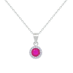Asfour Creations Jewelry Set With Fuchsia Emerald Design Inlaid With Zircon In 925 Sterling Silver – SM0050-F