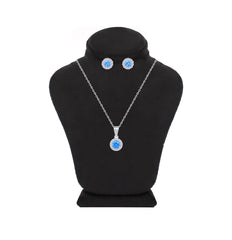 Asfour Creations Jewelry Set With Aquamarine Emerald Design Inlaid With Zircon In 925 Sterling Silver – SM0050-M