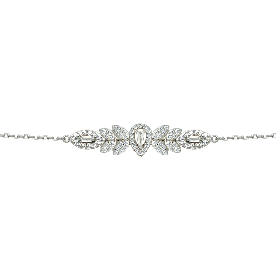 Asfour Crystal Jewelry Set Of Necklace & Bracelet & Earrings & Ring With Zircon Decorative Design In 925 Sterling Silver-SR0122-8