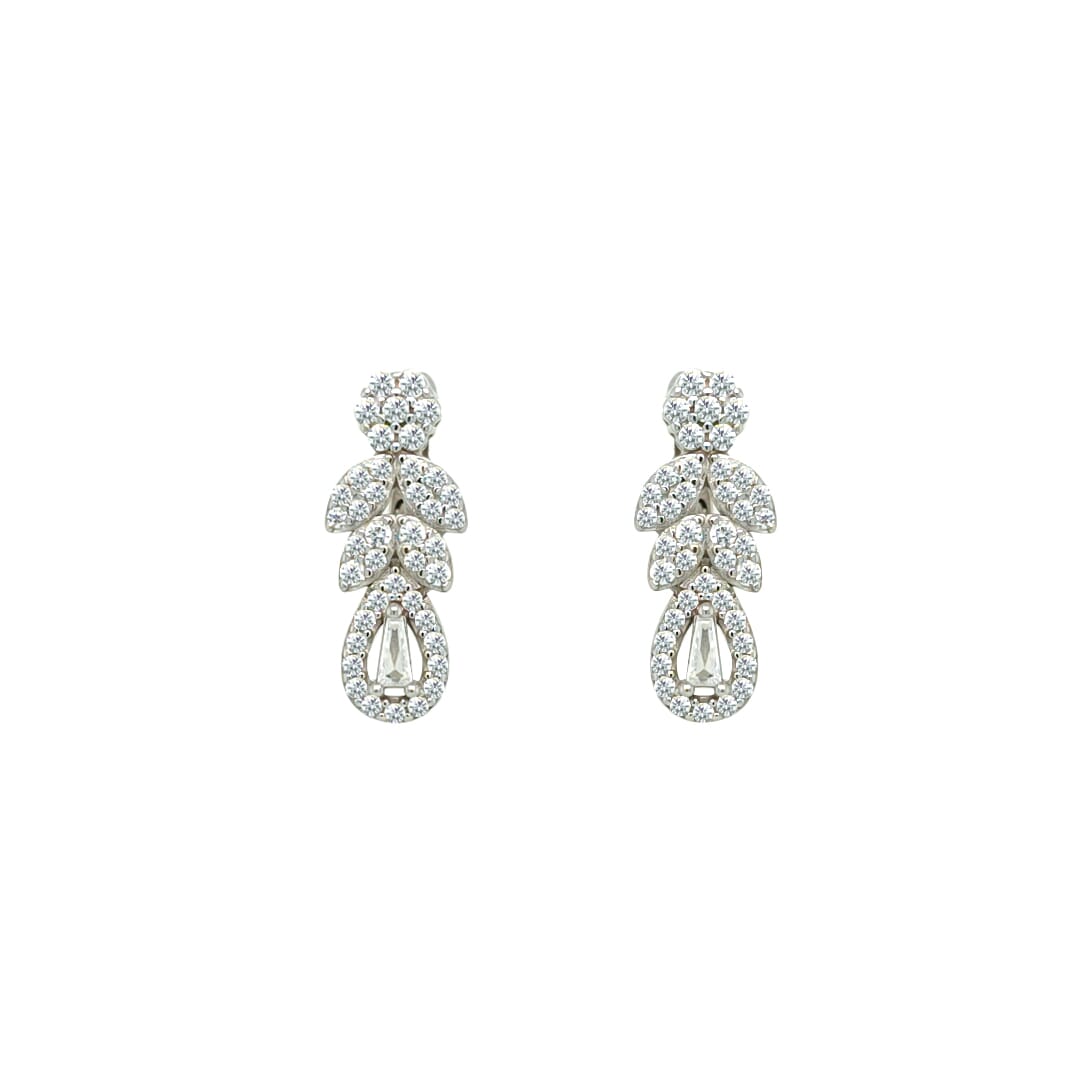 Asfour Crystal Jewelry Set Of Necklace & Bracelet & Earrings & Ring With Zircon Decorative Design In 925 Sterling Silver-SR0122-8