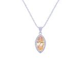 Silver Necklace Sterling 925 With Yellow Zircon Stone-Necklaces-Asfour Crystal