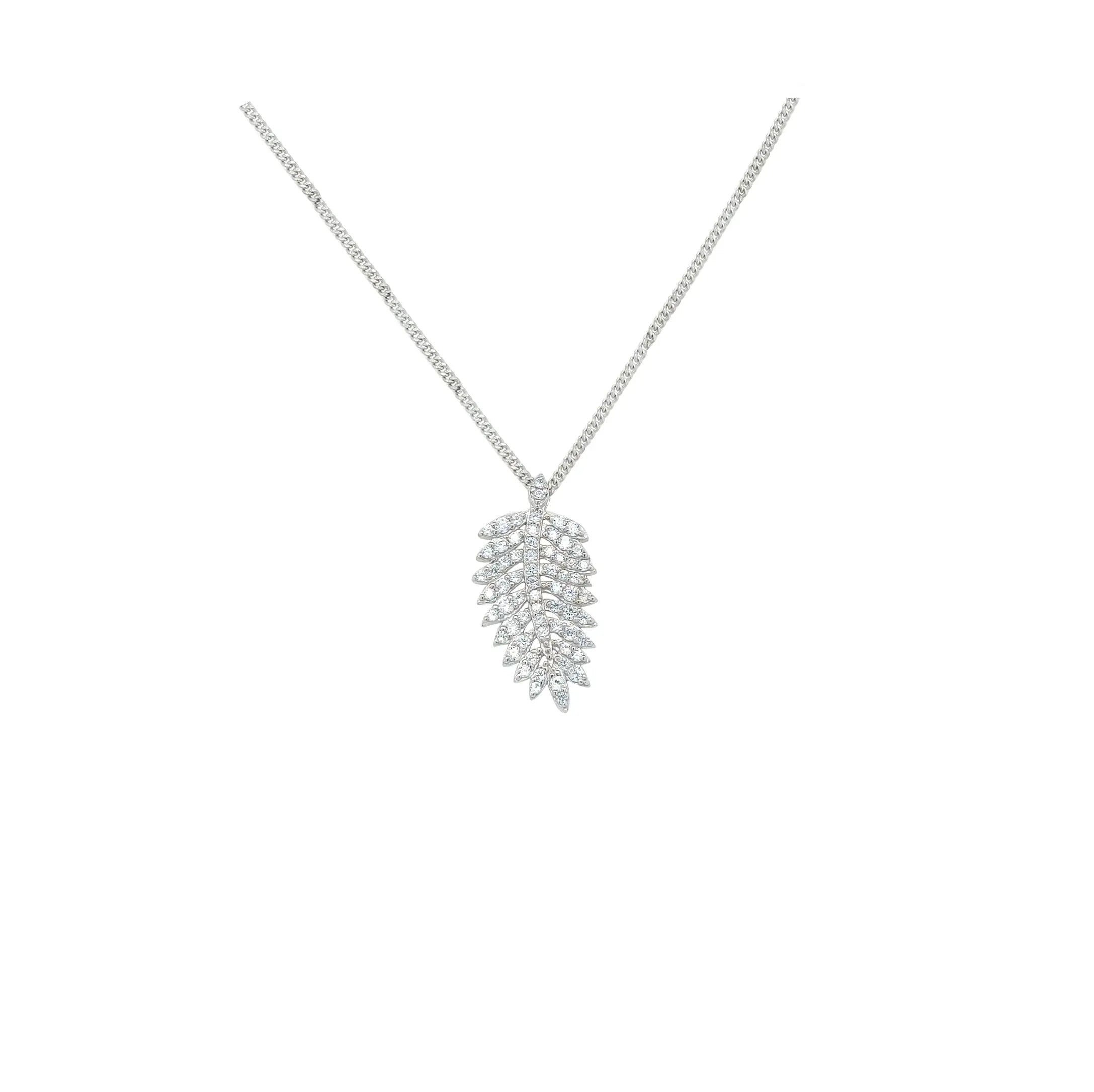 Silver Necklace With Crystal Zircon Stone Asfour