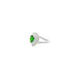 Asfour 925 Sterling Silver Ring - Pear + Round Zicron Stone, Clear andGrean Medium Size 9 - RE0047-G-8
