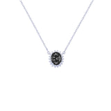 Sterling Necklace Silver 925 With Black Oval Pendant-Necklaces-Asfour Crystal