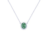 Sterling Necklace Silver 925 With Green Oval Stone-Necklaces-Asfour Crystal