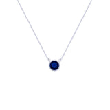 Sterling Silver Necklace With Blue Circular Design-Necklaces-Asfour Crystal