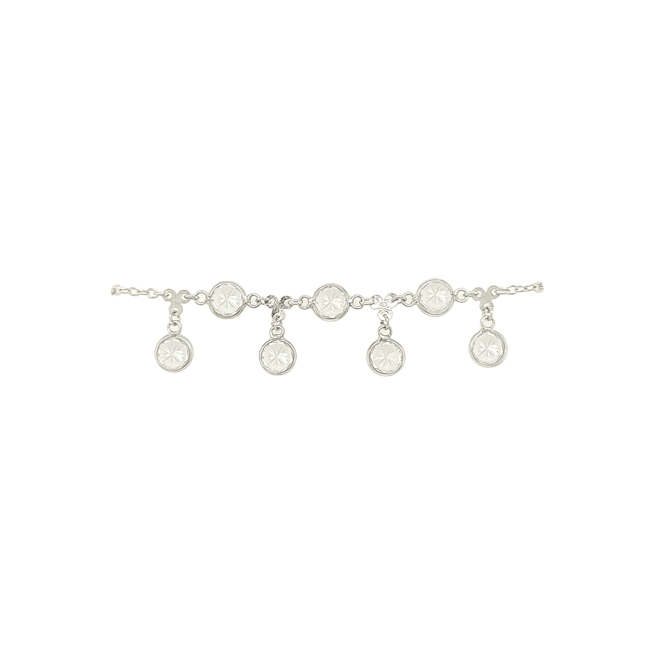 Asfour Crystal 925 Sterling Silver Bracelet With Round Stones