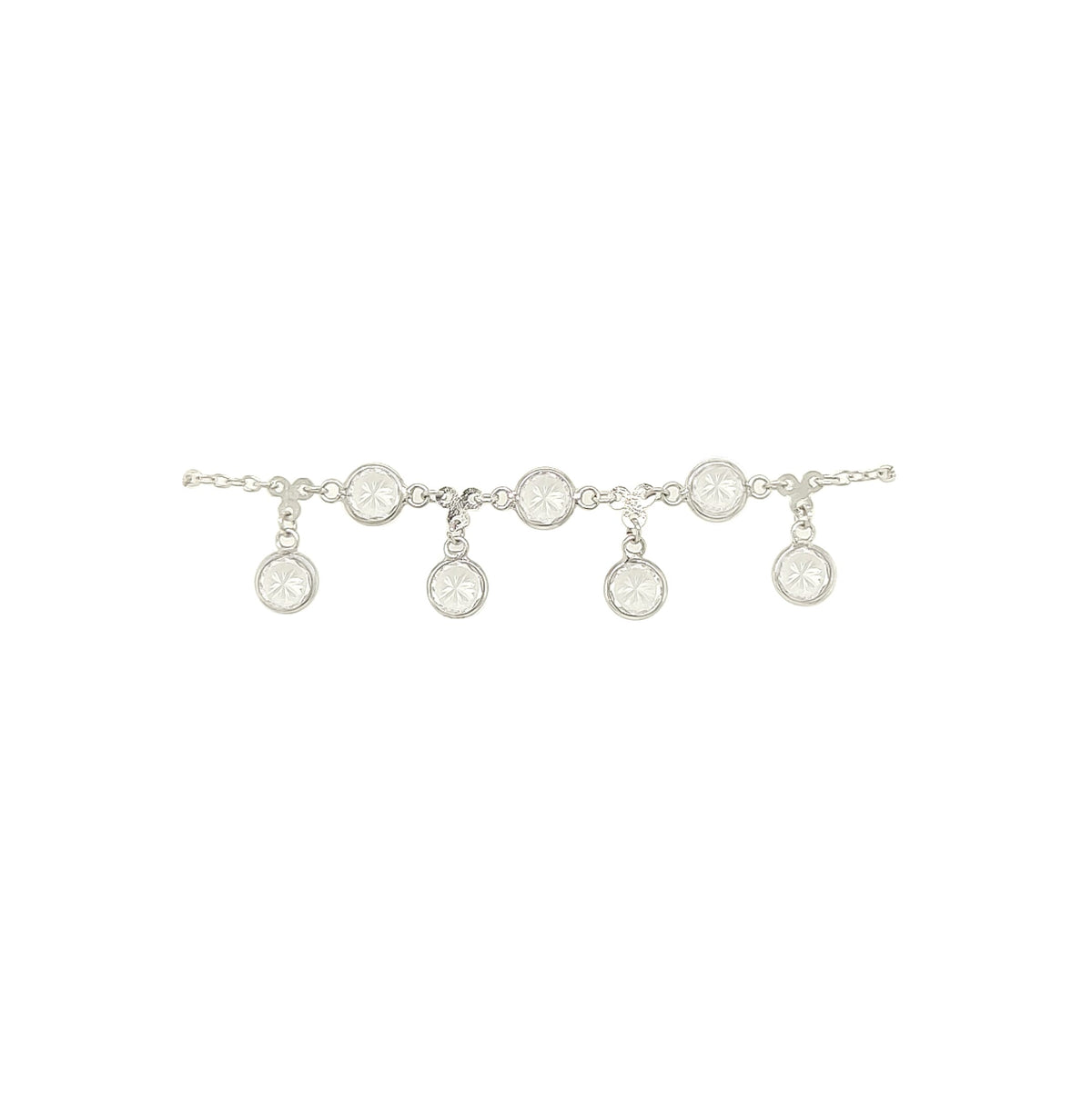 Asfour Crystal 925 Sterling Silver Bracelet With Round Stones