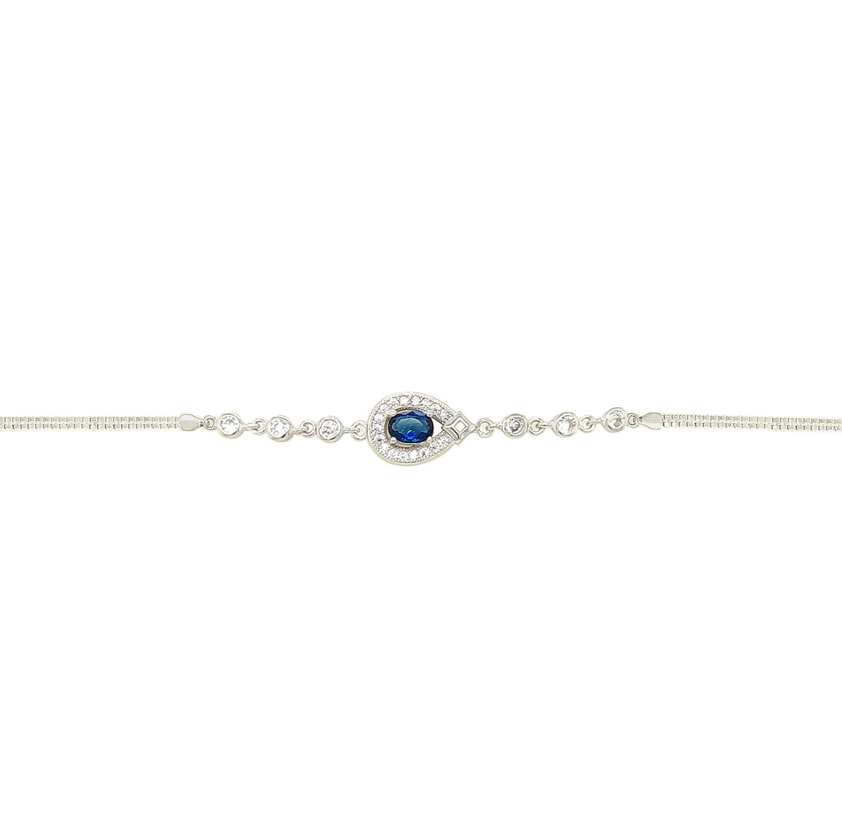 Asfour Crystal 925 Sterling Silver  Blue Pear Bracelet