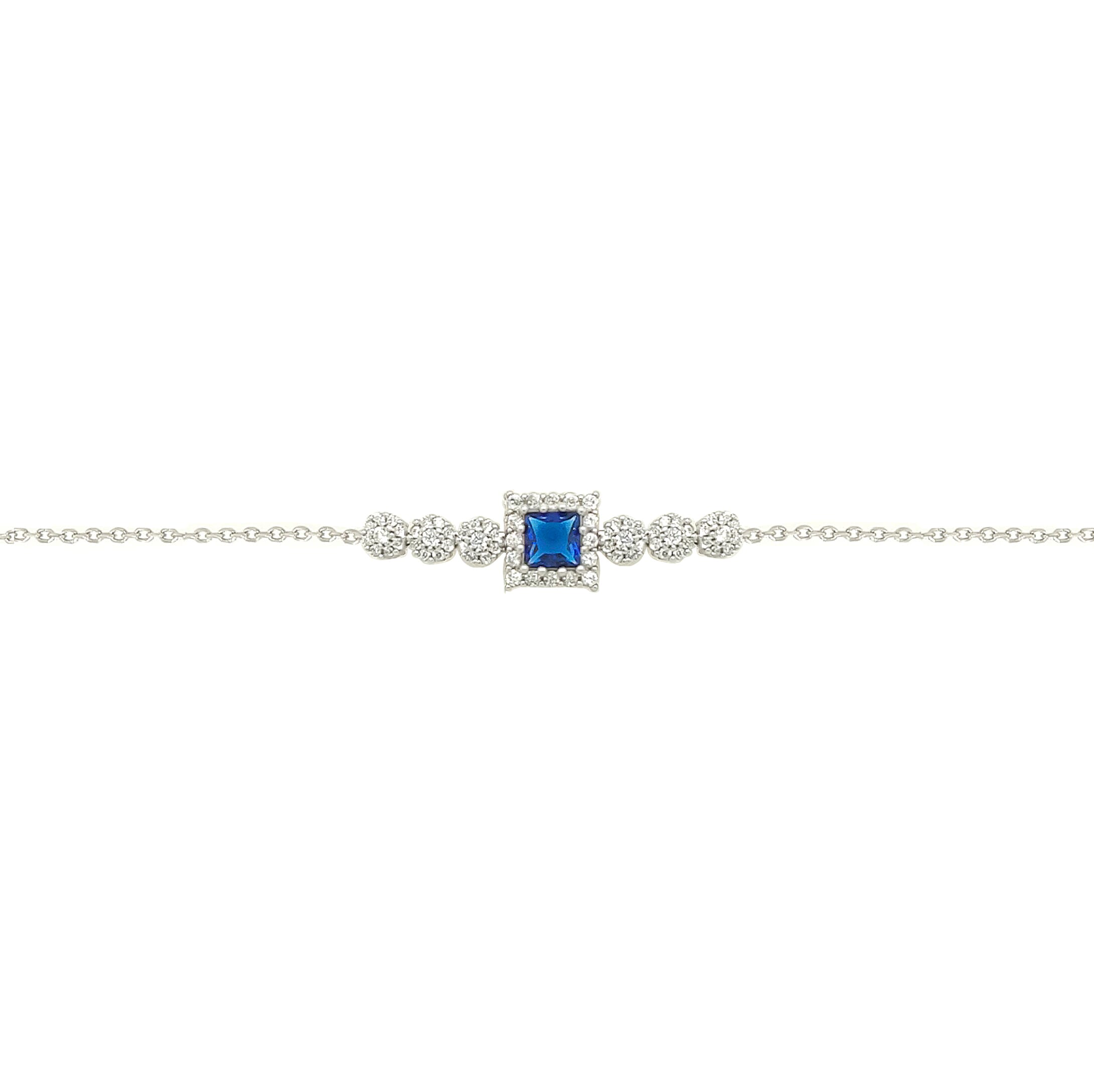 Asfour Crystal 925 Sterling Silver  Square & Circles Bracelet