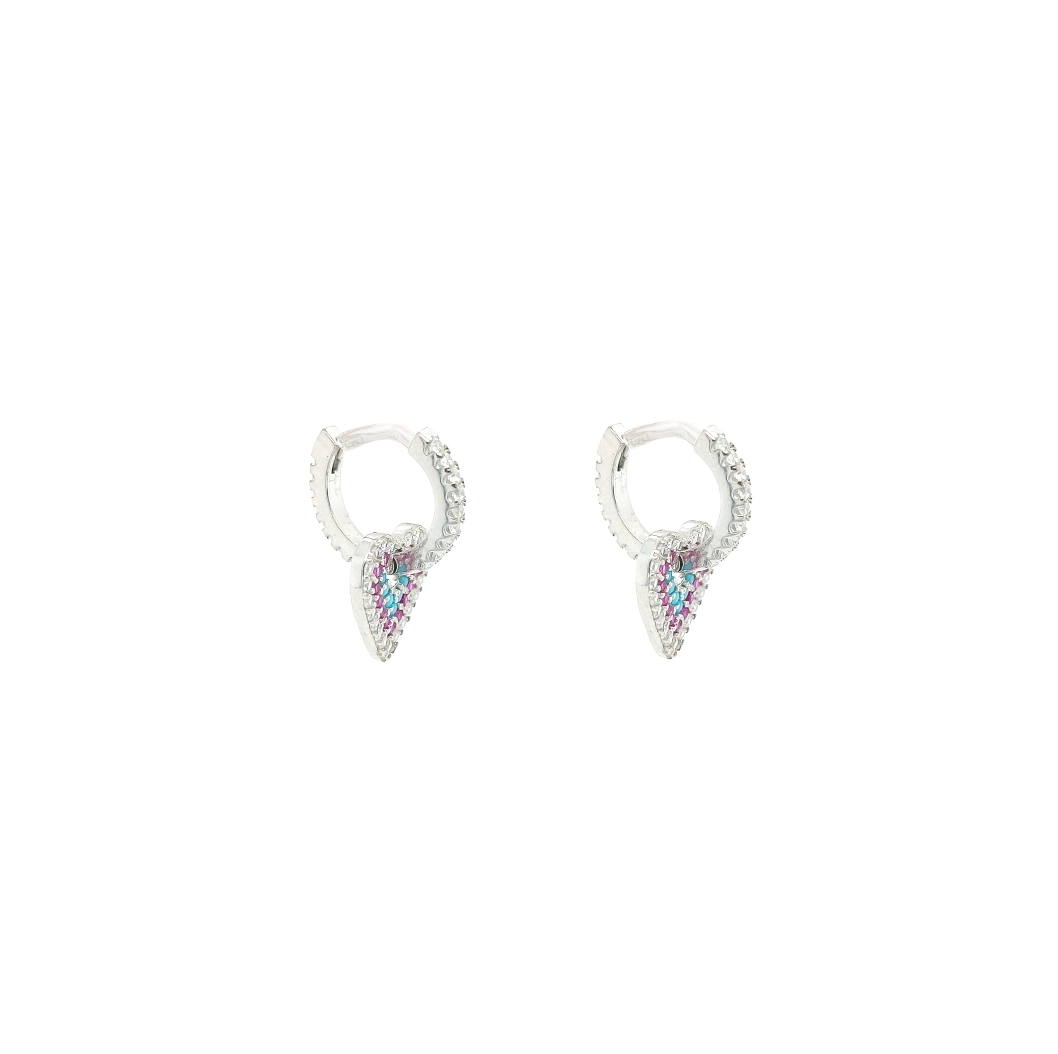 Asfour 925 Sterling Silver Earring with Round Zicron Stone, Clear- EE0013-K